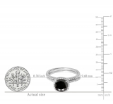 2.00 Carat (ctw) 14K White Gold Round Cut Black & White Diamond Ladies Bridal Halo Engagement Ring With Matching Band Set 2 CT