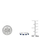 14K White Gold Round Cut Blue Sapphire And White Diamond Ladies Stackable Wedding Band