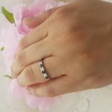 14K White Gold Round Cut Blue Sapphire And White Diamond Ladies Stackable Wedding Band