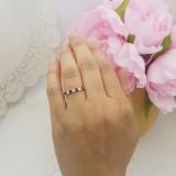 14K Yellow Gold Round Cut Blue Sapphire And White Diamond Ladies Stackable Wedding Band