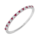 18K White Gold Round Ruby & White Diamond Ladies Anniversary Wedding Stackable Ring