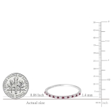 18K White Gold Round Ruby & White Diamond Ladies Anniversary Wedding Stackable Ring