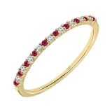 18K Yellow Gold Round Ruby & White Diamond Ladies Anniversary Wedding Stackable Ring
