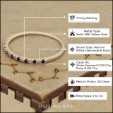 18K Yellow Gold Round Ruby & White Diamond Ladies Anniversary Wedding Stackable Ring