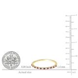 18K Yellow Gold Round Ruby & White Diamond Ladies Anniversary Wedding Stackable Ring