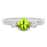 Dazzlingrock Collection 10K 6 MM Round PeridotWhite Sapphire & Diamond Bridal Engagement Ring
