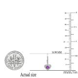 3mm Each Round Amethyst & White Diamond Heart Shaped Halo Drop Earrings 10K White Gold