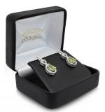 7X5 MM Pear Peridot & Round White Diamond Ladies Infinity Swirl Drop Earrings 14K White Gold