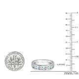 14K White Gold Round Aquamarine & White Diamond Men's Fashion Wedding Band