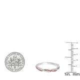 14K White Gold Round Ruby & White Diamond Ladies Swirl Stackable Wedding Band