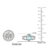 9X6mm Pear Aquamarine & Round White Diamond Halo Engagement Ring Band Set 14K White Gold