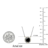 1.35 Carat (ctw) Round 7 MM Black & White Diamond Ladies Pendant with 18 inch Silver Chain in 18K Yellow Gold