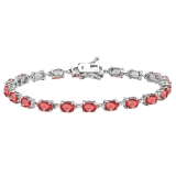 6X4 MM Each Oval Ruby Tennis Bracelet for Women in 925 Sterling Silver