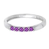Round Amethyst 5 Stone Anniversary Wedding Band for Women (Color Purple Clarity Moderately Included) in 14K White Gold
