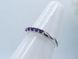 Round Amethyst 5 Stone Anniversary Wedding Band for Women (Color Purple Clarity Moderately Included) in 14K White Gold