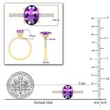 9X7mm Oval Amethyst and 0.19 CT Round White Diamond Engagement Ring for Women in 10K Yellow Gold