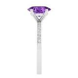 9X7mm Oval Amethyst and 0.19 CT Round White Diamond Engagement Ring for Women in 925 Sterling Silver