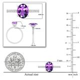 9X7mm Oval Amethyst and 0.19 CT Round White Diamond Engagement Ring for Women in 925 Sterling Silver