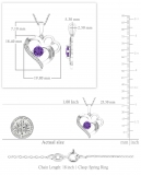 5.50mm Center Round Amethyst with Accent White Diamond Double Heart Two Tone Pendant with 18 inch Silver Chain for Women in 925 Sterling Silver