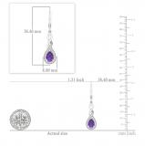 7x5mm Pear Shape Amethyst & Round White Diamond Classic Halo Swirl Style Lever Back Dangle Earrings for Women in 10K White Gold