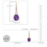 9x7mm Rectangular Cushion Amethyst Twisted Rope Edge Dangle Drop Lever Back Earrings for Her in 18K Rose Gold