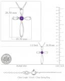 4mm Round Natural Amethyst Solitaire Twisted Criss Cross Crucifix Pendant with 18 inch Silver Chain for Women in 925 Sterling Silver