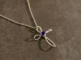 4mm Round Natural Amethyst Solitaire Twisted Criss Cross Crucifix Pendant with 18 inch Gold Chain for Women in 14K Yellow Gold