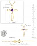 4mm Round Natural Amethyst Solitaire Twisted Criss Cross Crucifix Pendant with 18 inch Gold Chain for Women in 14K Yellow Gold