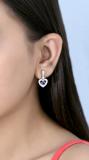 4.5mm Round Amethyst & White Diamond Filigree Groove Sides Heart Shape Milgrain Edged Drop Stud Earrings for Women in 925 Sterling Silver in Screw Back