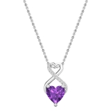 6mm Heart Amethyst & 0.04 ctw Round White Diamond Love Infinity Pendant with 18 inch Silver Chain in 925 Sterling Silver