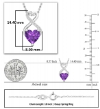 6mm Heart Amethyst & 0.04 ctw Round White Diamond Love Infinity Pendant with 18 inch Silver Chain in 925 Sterling Silver