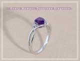 6mm Heart Shape Amethyst & Accent Round White Diamond Twisted Shank Promise Ring for Women in 18K White Gold