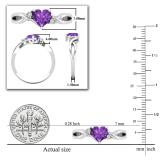6mm Heart Shape Amethyst & Accent Round White Diamond Twisted Shank Promise Ring for Women in 18K White Gold