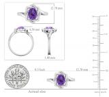 8X6mm Oval Amethyst & Round White Diamond Criss Cross & Entangled Engagement Ring for Women (Diamond 0.08 ctw, Color I-J, Clarity I2-I3) in 10K White Gold
