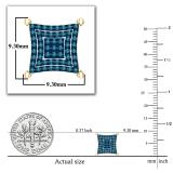 0.24 Carat Round Blue Diamond Composite Concave Square Stud Earrings for Women in 10K Yellow Gold in Push Back