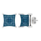 0.24 Carat Round Blue Diamond Composite Concave Square Stud Earrings for Women in 925 Sterling Silver in Push Back