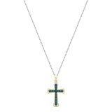0.23 Carat (ctw) Round Blue Diamond Delicate Cross Pendant with 18 inch Silver Chain for Women in 925 Sterling Silver