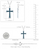 0.23 Carat (ctw) Round Blue Diamond Delicate Cross Pendant with 18 inch Gold Chain for Women in 10K White Gold