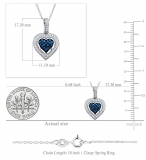 0.22 Carat (Cttw) Round Blue & White Diamond Halo Heart Miligrain Pendant Necklace with 18 inch Gold Chain for Women in 10K White Gold