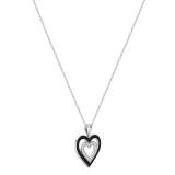 0.33 Carat Round Black & White Diamond Double Heart Pendant with 18 Inch Silver Chain for Women in 925 Sterling Silver
