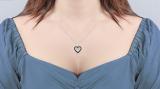 0.33 Carat Round Black & White Diamond Double Heart Pendant with 18 Inch Gold Chain for Women in 10K White Gold