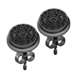 0.16 cttw Round Black Diamond Halo Unisex Stud Earring in Black Plated 925 Sterling Silver in Push Back