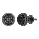 0.16 cttw Round Black Diamond Halo Unisex Stud Earring in Black Plated 925 Sterling Silver in Screw Back