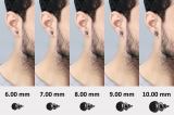 8mm Single piece Round Black Diamond Hip Hop Mens Stud Earring Black Plated Sterling Silver