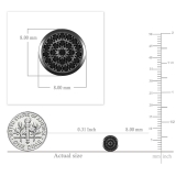 8mm Single piece Round Black Diamond Hip Hop Mens Stud Earring Black Plated Sterling Silver