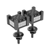 0.07 Carat (ctw) Round Black Diamond Miligrain with Metal Diamond Iced Out Square Unisex Stud Earrings in Black Plated 925 Sterling Silver in Screw Back