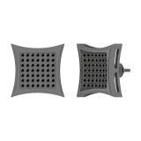 Round Black Diamond Concave Unisex Stud Earrings (0.66 ctw, Color Black, Clarity Opaque) in 18K Rose Gold in Screw Back