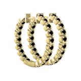 Round Black Diamond Curved Edge Inside-out Hinged Post Hoop Earrings for Her (1.08 ctw, Color Black, Clarity Opaque) in 14K Yellow Gold