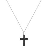 0.22 Carat (ctw) Round Black Diamond Gothic Unisex Cross Pendant with 18 inch Gold Chain in 10K White Gold