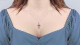 0.22 Carat (ctw) Round Black Diamond Gothic Unisex Cross Pendant with 18 inch Gold Chain in 10K White Gold